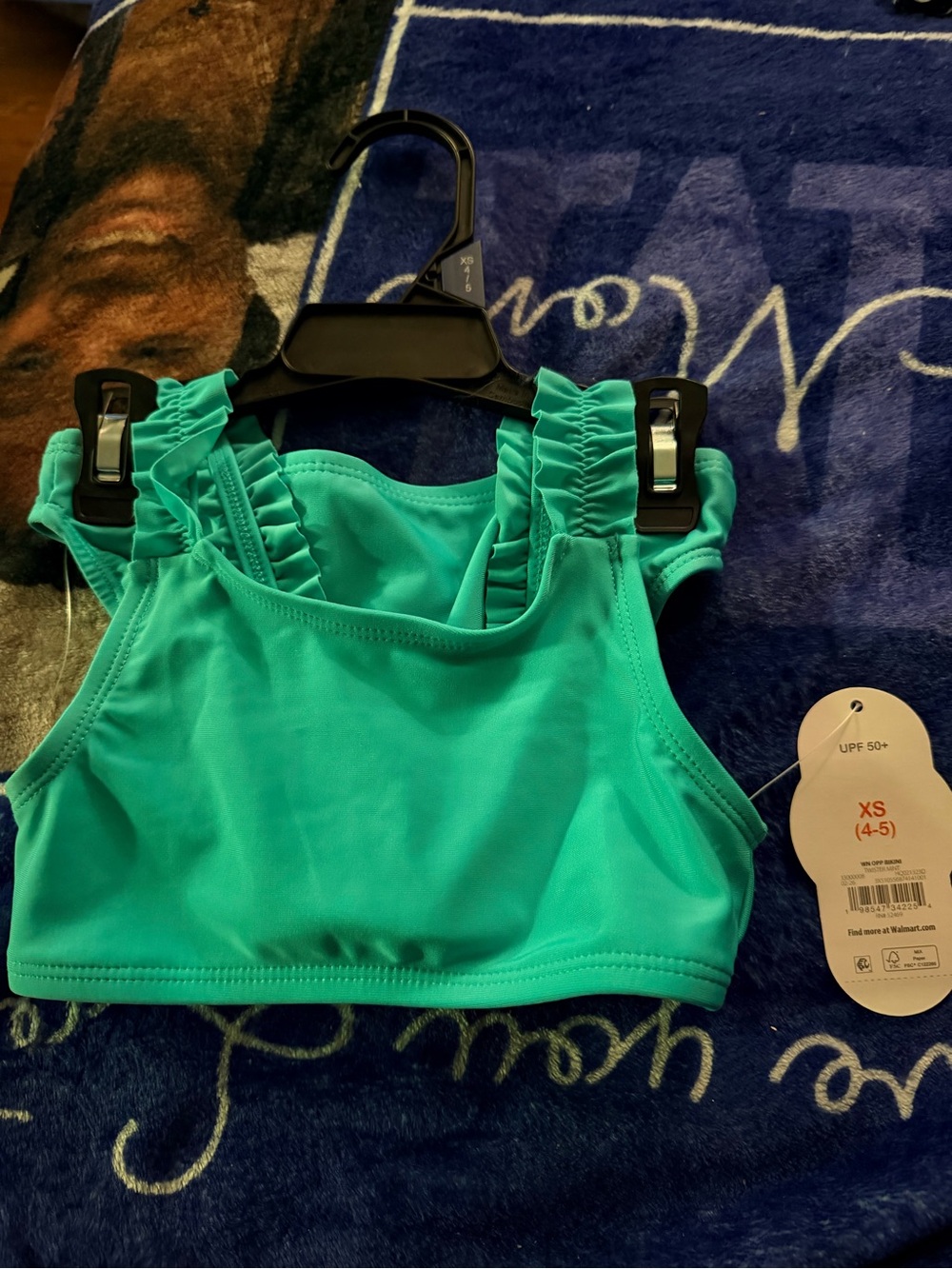 wonder nation Girls Ruffle Strap Bikini Top — Teal
